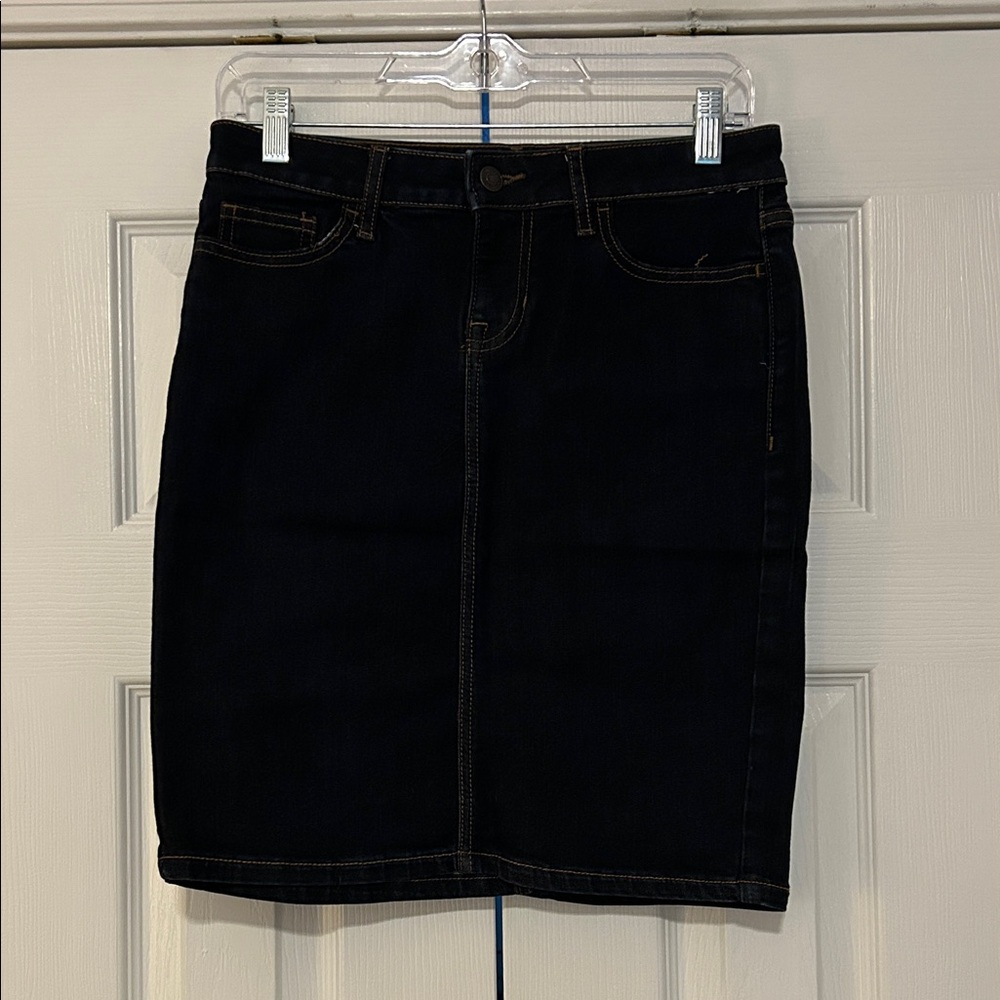 Old Navy Dark Indigo Denim Skirt with Contrast Stitching